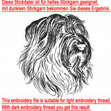 Stickdatei Bearded Collie "Maddox" - realistisch - FÜR DUNKLE STOFFE