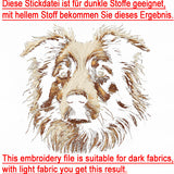 Stickdatei Australian Shepherd  "Bart" - realistisch - FÜR DUNKLE STOFFE