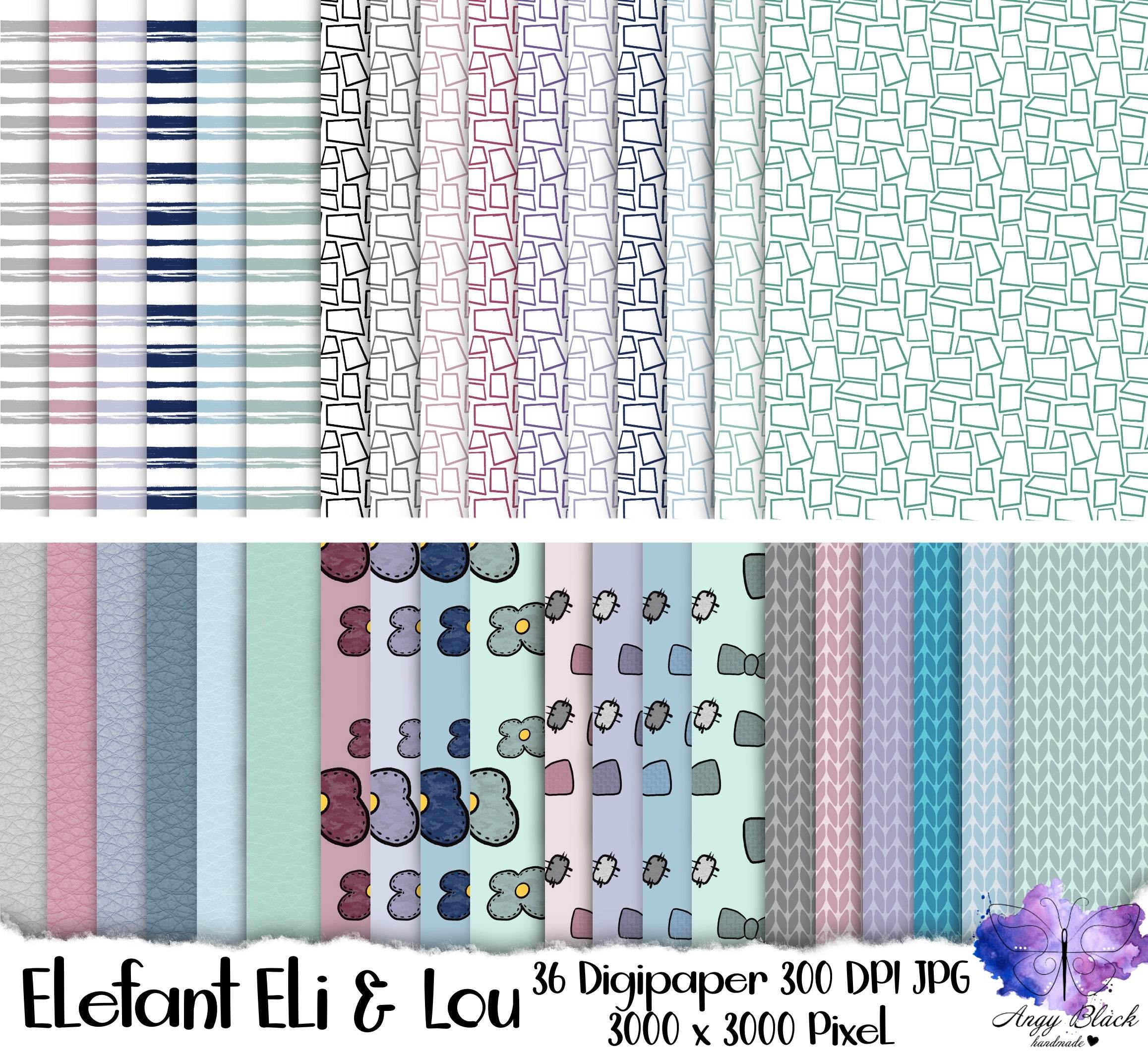 Digiset „Eli und Lou, die Elefanten“ Digipaper, Digistamp - Sewando