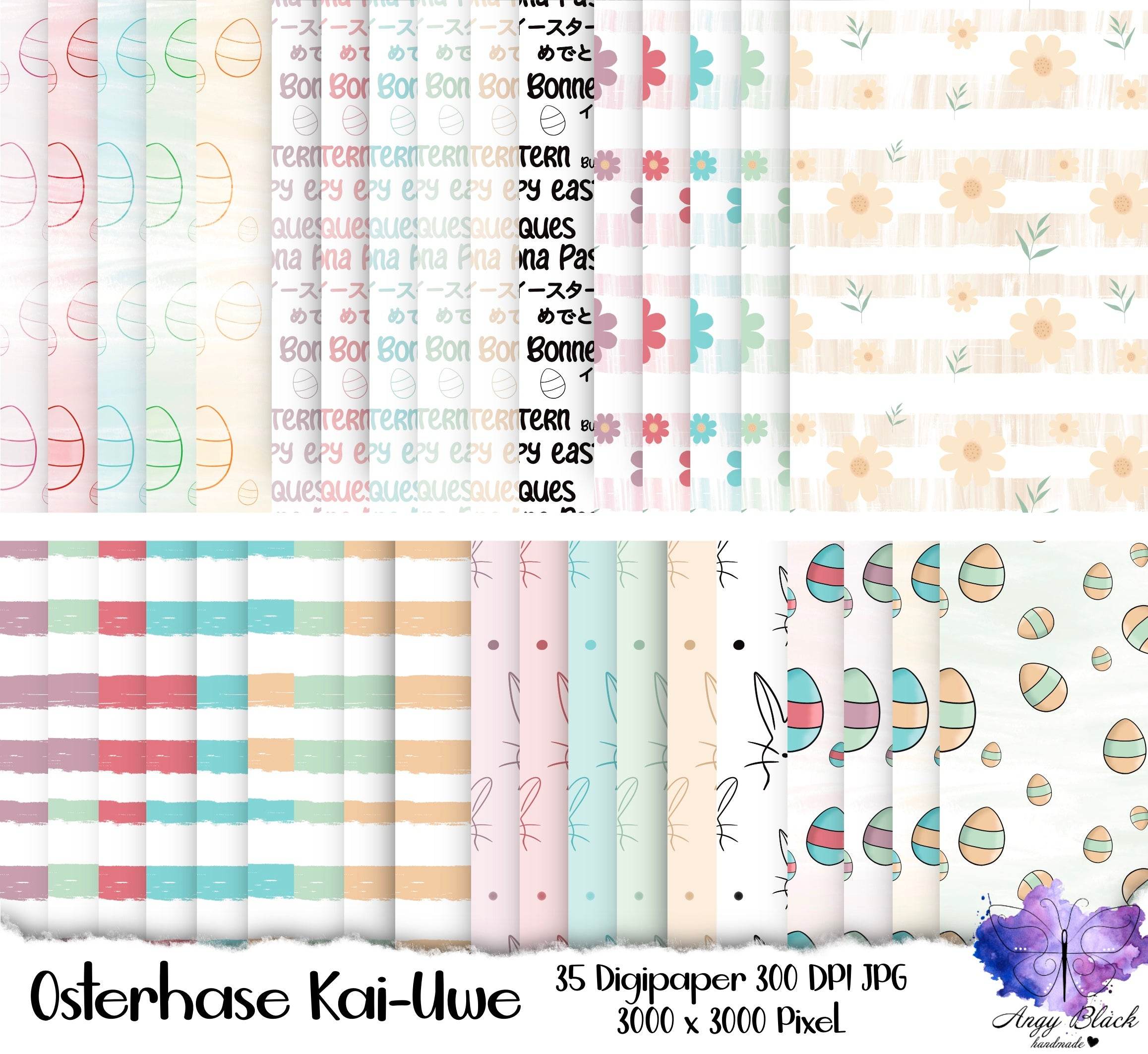 Digiset „Kai-Uwe, Osterhase“ Digipaper, Digistamp - Sewando