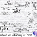 Hochzeits- und Geburtstagsset, Nr. 10 Sayings und Schrift SVG,PNG, TTF - Sewando