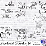 Hochzeits- und Geburtstagsset, Nr. 10 Sayings und Schrift SVG,PNG, TTF - Sewando