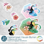 Digistampset Hawaii-Blumen, Druckvorlage, Sublimation, Digistamp - Sewando