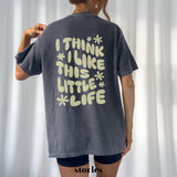 Digitale Plotterdatei – Spruch "I think I like this little life" | Schriftzug mit Blumen
