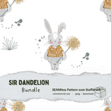 Stoffdesign: Set "Sir Dandelion" Hase mit Pusteblume - Bundle