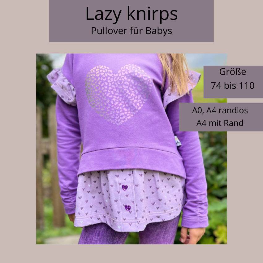 Schnittmuster Lazy knirps A0/A4 Gr. 74 bis 110 - Sewando