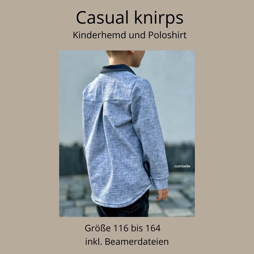 Schnittmuster Casual knirps Kinderhemd und -poloshirt Beamerversion Gr. 116 bis 164 - Sewando