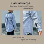 Schnittmuster Casual knirps Baby- und Kinderhemd/Poloshirt Beamerdateien Gr. 74 bis 164 - Sewando