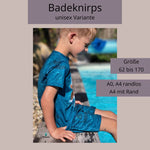 Schnittmuster Badeknirps unisex Variante A0/A4 Gr. 62 bis 170 - Sewando