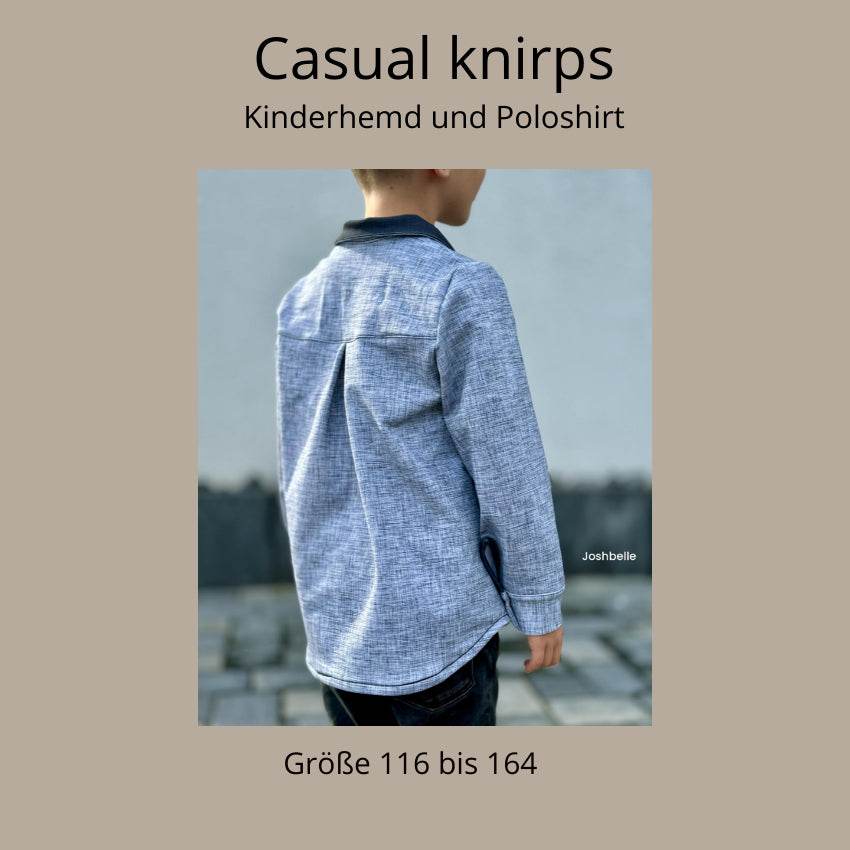 Schnittmuster Casual knirps Kinderhemd und -poloshirt A0/A4 Gr. 116 bis 164 - Sewando