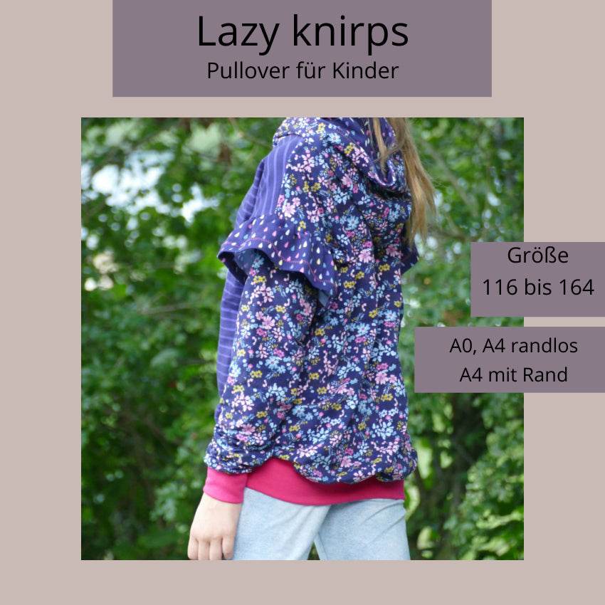 Schnittmuster Lazy knirps A0/A4 Gr. 116 bis 164 - Sewando