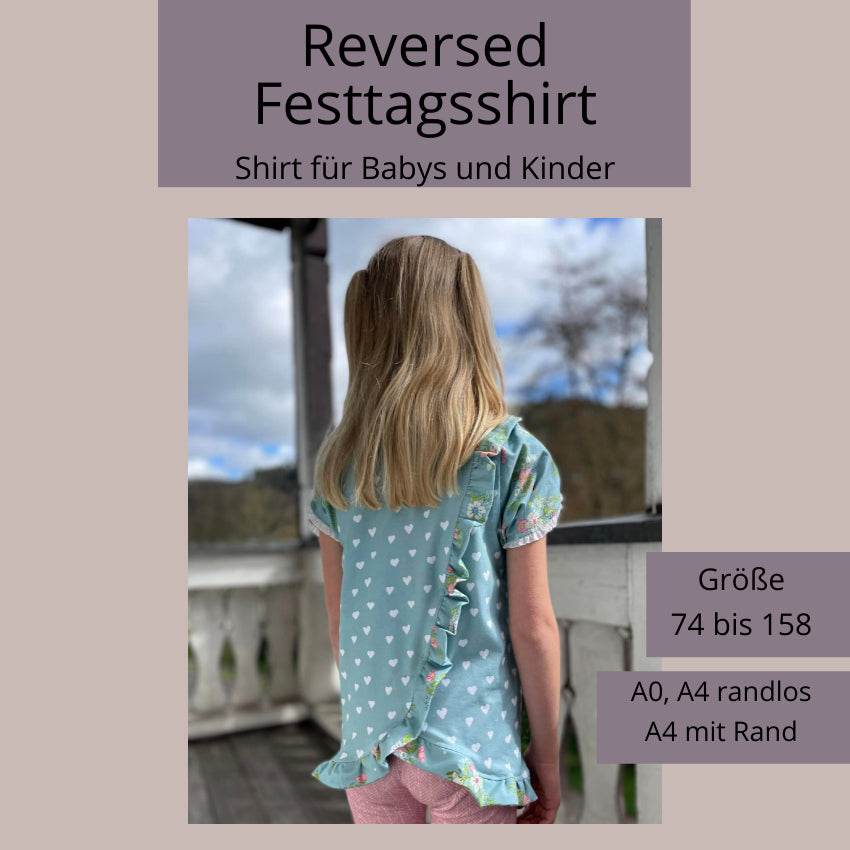 Schnittmuster Reversed Festtagsshirt A0/A4 Gr. 74 bis 158 - Sewando