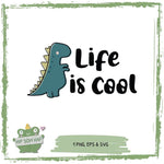 Dino Plotterdatei „Life is Cool“ – cooles Design für Shirts, Hoodies & Accessoires - Sewando