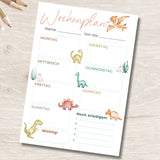 Dinosaurier Stundenplan & Wochenplan für Kinder – Printable Set A4 PDF zum Ausdrucken - Sewando