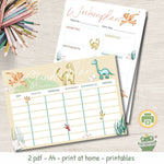 Dinosaurier Stundenplan & Wochenplan für Kinder – Printable Set A4 PDF zum Ausdrucken - Sewando