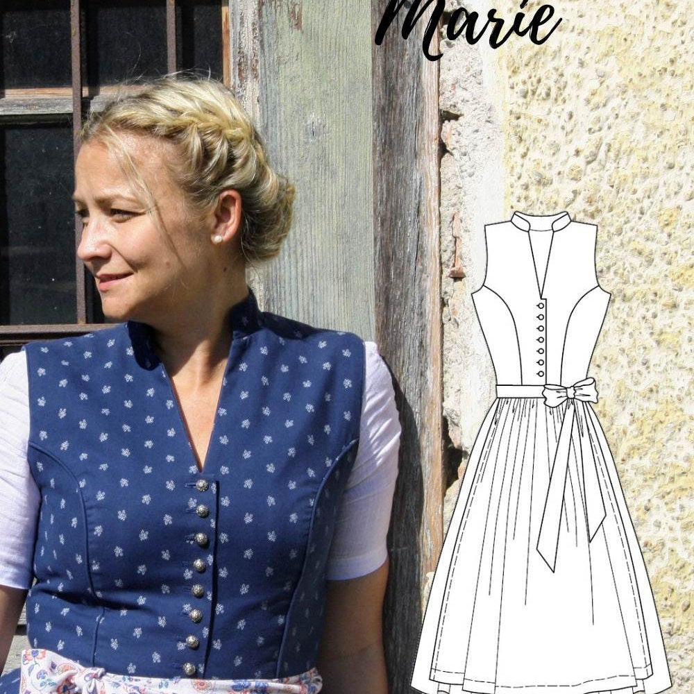 Schnittmuster Hochgeschlossenes Dirndl Marie Gr. 34-48 : - Sewando