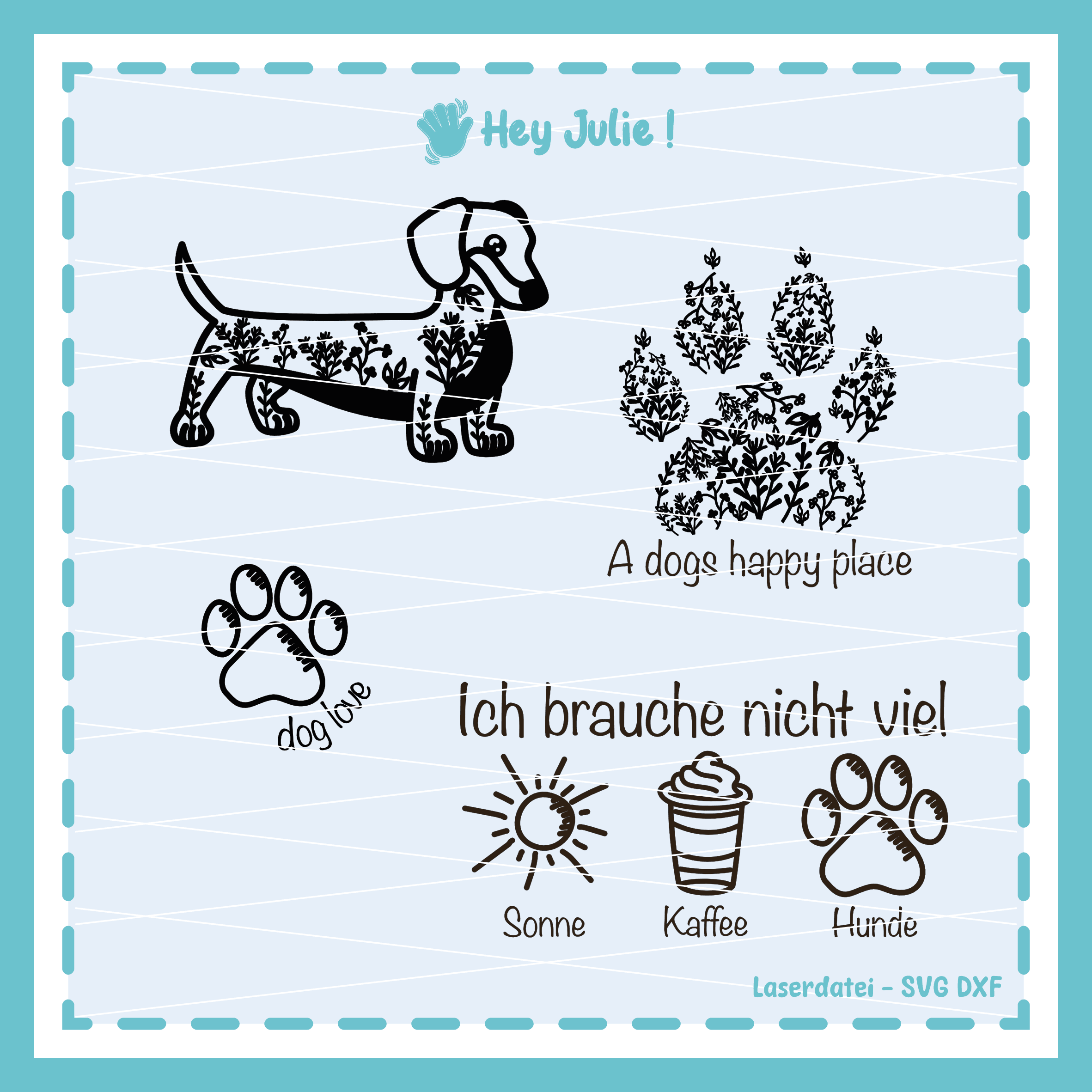 Plotter- und Laserdatei Dog Love - Sewando