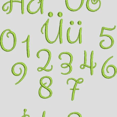 Stickdatei Schrift 55mm Buchstaben ud Zahlen Set 617 - Sewando