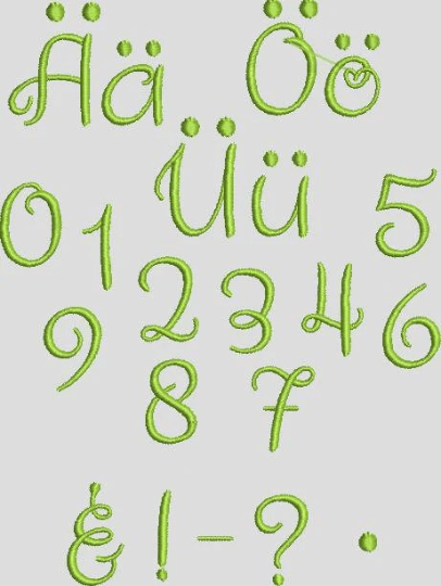 Stickdatei Schrift 55mm Buchstaben ud Zahlen Set 617 - Sewando