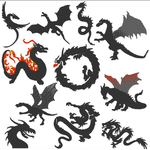 Stickdatei - Drachen Silhouette - Sewando