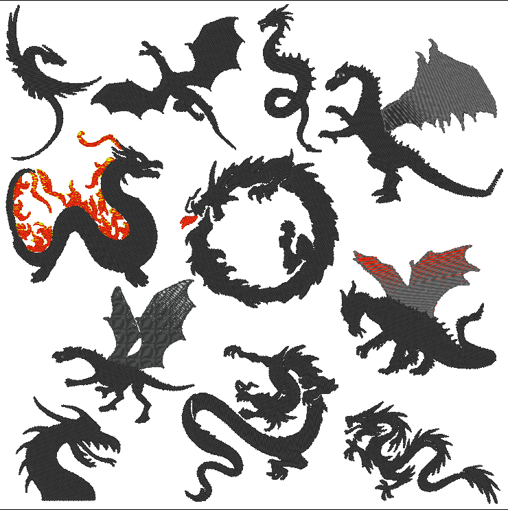 Stickdatei - Drachen Silhouette - Sewando