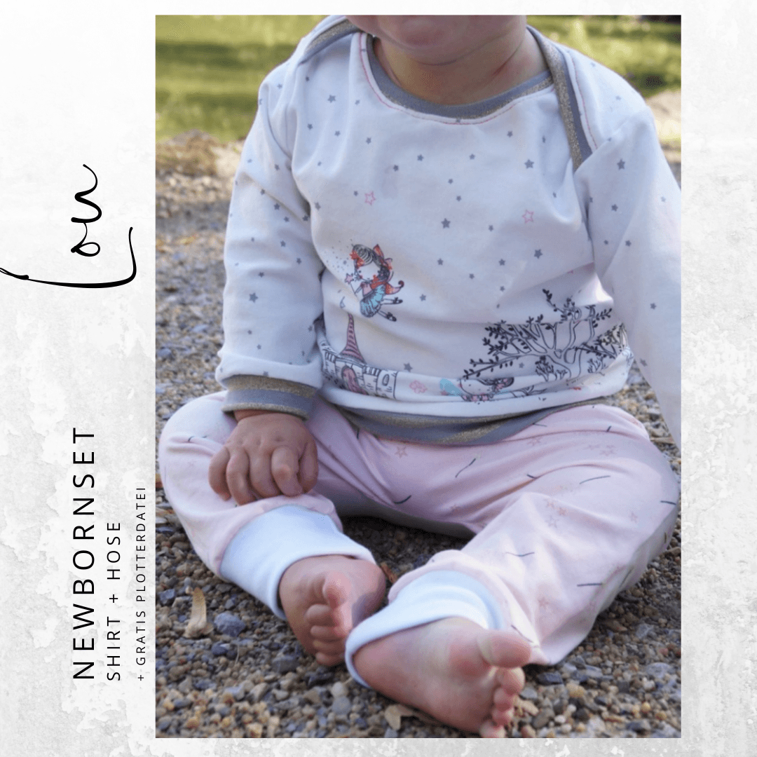 Schnittmuster Newborn-Set LOU Hose+Shirt Gr. 50-92 icl. gratis Plotterdatei : - Sewando
