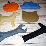 Kissen SET nähen 2 Größen  Wolke Apfel Hund Katze Werkzeug