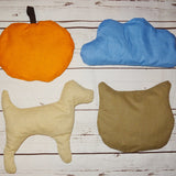 Kissen SET nähen 2 Größen  Wolke Apfel Hund Katze Werkzeug