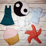 Kissen SET nähen 2 Größen Kleid Yin Yang Muffin Schnee Engel Seestern