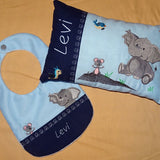 Stickdatei Kissen und Lätzchen SET ITH Elefant mit Maus