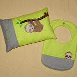 Faultier Stickdatei - Kissen und Lätzchen SET ITH