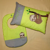 Faultier Stickdatei - Kissen und Lätzchen SET ITH