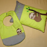 Faultier Stickdatei - Kissen und Lätzchen SET ITH