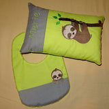 Faultier Stickdatei - Kissen und Lätzchen SET ITH