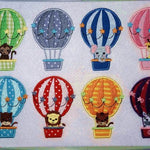Ballon Tiere Stickdatei mit Elefant und Giraffe im Heißluftballon - Sewando