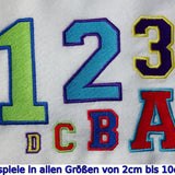 Stickdatei - 10cm College Buchstaben und Zahlen gefüllt Alphabet Zahl