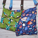 Umschlagtasche  Umhängetasche Nelly zum wenden in 2 Größen aus Softshell und Canvas oder Jeans