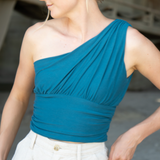 Schnittmuster Asymmetrisches One-Shoulder-Sommertop "AURI" mit Raffungen - Gr. 32 - 46