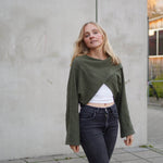 Schnittmuster Kurzer überkreuzter Pulli NORA - Gr. 32 - 46 - Sewando