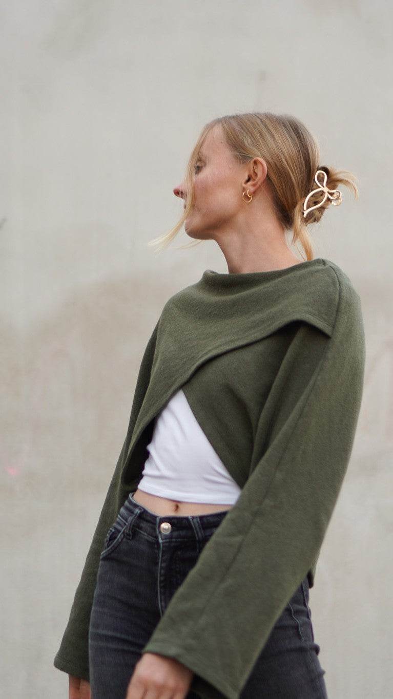 Schnittmuster Kurzer überkreuzter Pulli NORA - Gr. 32 - 46 - Sewando
