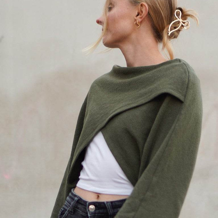 Schnittmuster Kurzer überkreuzter Pulli NORA - Gr. 32 - 46 - Sewando