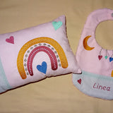 Stickdatei - Regenbogen Mond Boho Kissen Lätzchen SET ITH