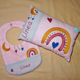 Stickdatei - Regenbogen Mond Boho Kissen Lätzchen SET ITH