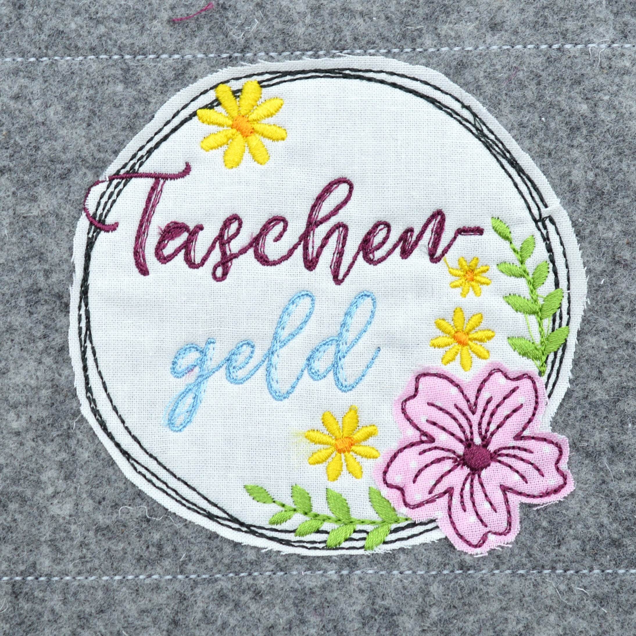 Stickdatei Rahmen doodle Applikation Taschengeld - Sewando