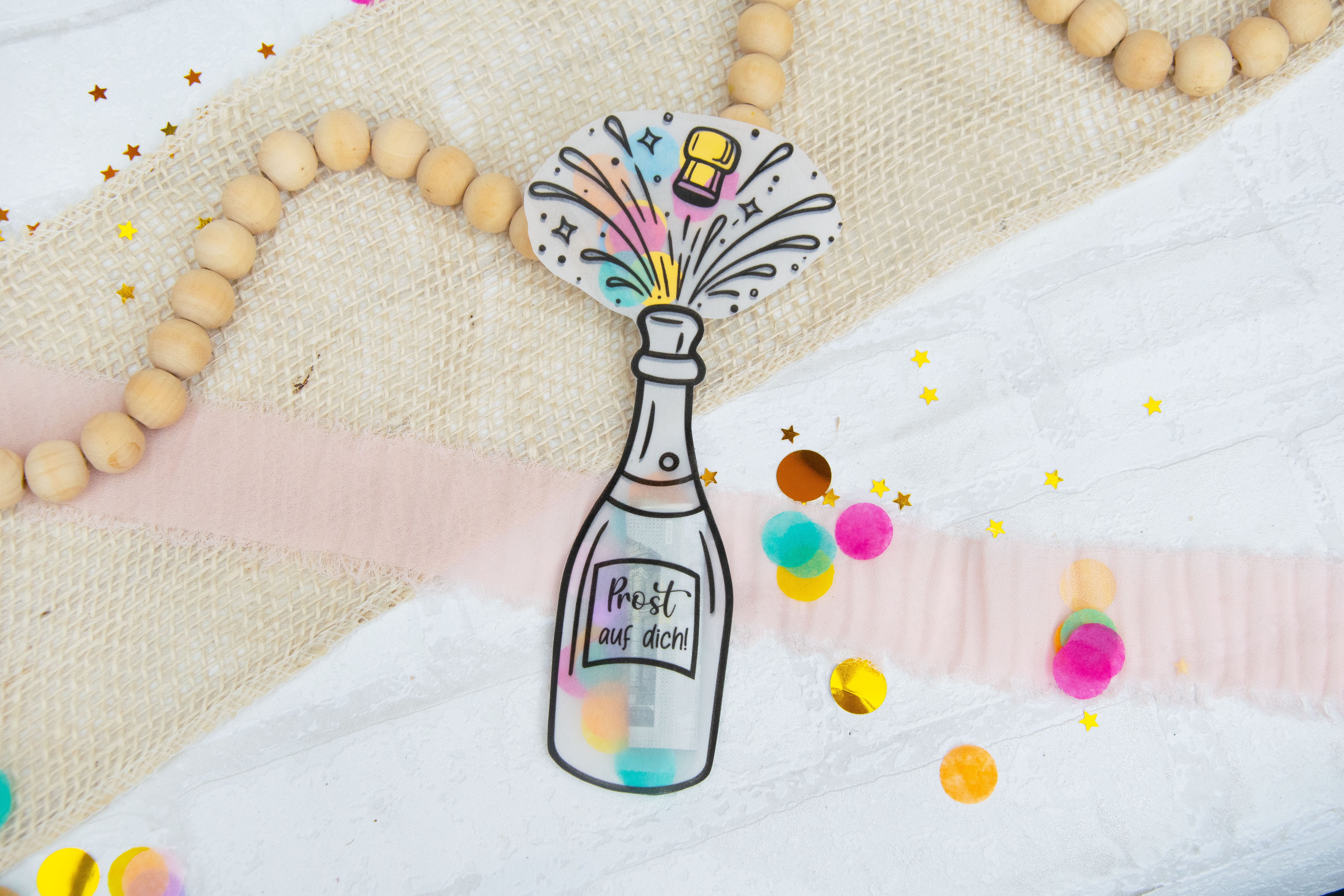 Schüttelkarte Geburtstag 3x Set Prosecco Flasche – Geldgeschenk – Verpackung für Geld & Gutschein