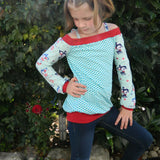 Schnittmuster Shirt "Sporty Off-Shoulder Girl" Gr. 80-164