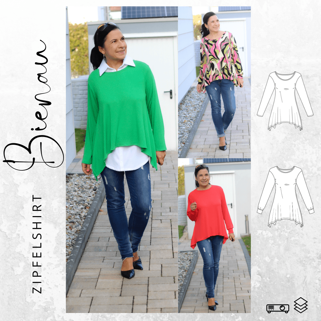 Schnittmuster Zipfelshirt BIENAU Gr. 32-56 : - Sewando