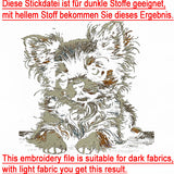 Stickdatei Chihuahua Welpe Langhaar "Cesar"- realistisch - FÜR DUNKLE STOFFE