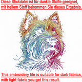 Stickdatei Cairn Terrier "Silas" - realistisch - FÜR DUNKLE STOFFE