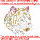 Stickdatei Tiger "Jupiter" - realistisch - FÜR DUNKLE STOFFE
